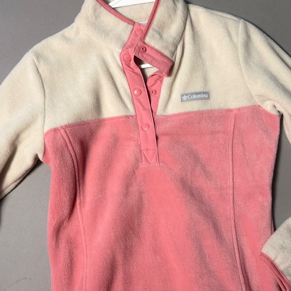 Beige and pink Columbia fleece sweatshirt - Picture 3 of 4
